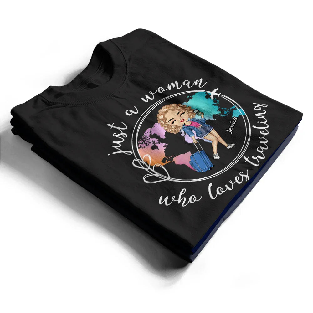 Just A Girl Boy Loves Traveling World Map - Personalized T Shirt