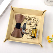 Congrats Husband Think Of Me When You Empty Your Pockets - Personalized Leather Valet Tray