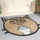 Funny Cartoon Cats We Make The Rules - Personalized Custom Shaped Doormat