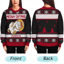 Meowy Catmas Funny Cats Showing Tummy - Personalized Unisex Ugly Sweater