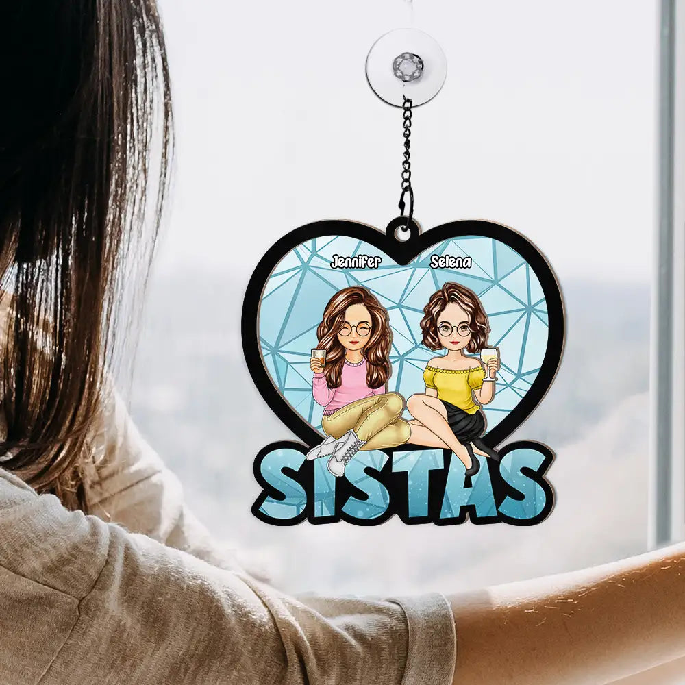 We Are Besties Sisters Forever - Personalized Window Hanging Suncatcher Ornament