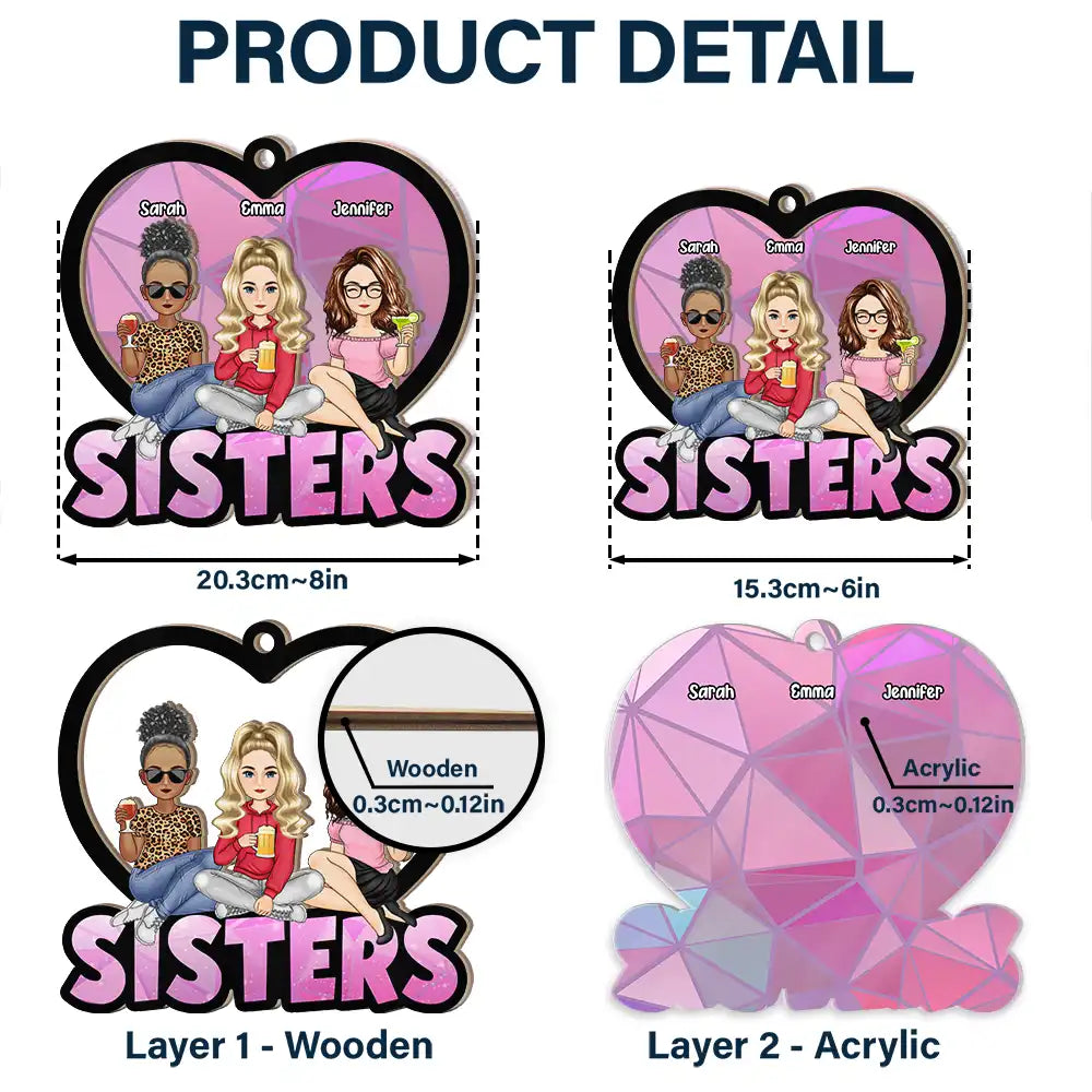 We Are Besties Sisters Forever - Personalized Window Hanging Suncatcher Ornament
