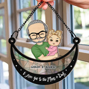 Grandparent Hugging Grandkid - Personalized Window Hanging Suncatcher Ornament