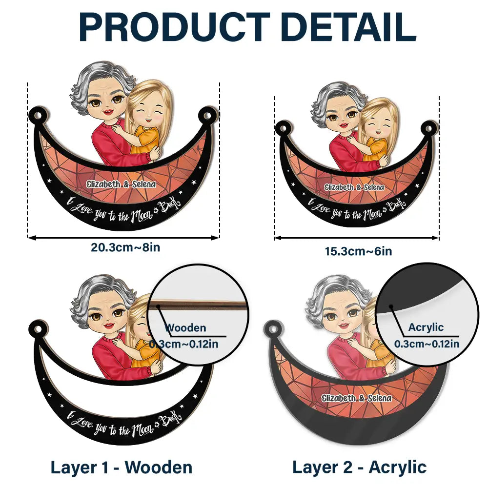 Grandparent Hugging Grandkid - Personalized Window Hanging Suncatcher Ornament