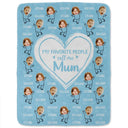 Custom Photo Funny Kid Faces For Grandma, Mom - Personalized Fleece Blanket, Sherpa Blanket
