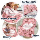 Custom Photo Funny Kid Faces For Grandma, Mom - Personalized Fleece Blanket, Sherpa Blanket
