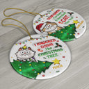 Funny Cartoon Cat On The Naughty List - 3D Inflated Effect Printed Ornament, Personalized Circle Ceramic Ornament