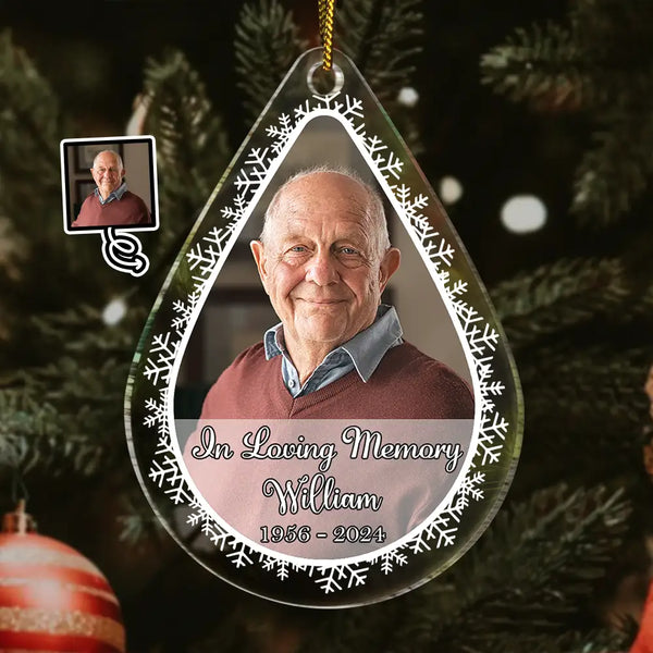 Memorial,Christmas,Custom Photo,Sad - Custom Photo In Loving Memory - Personalized Custom Shaped Acrylic Ornament