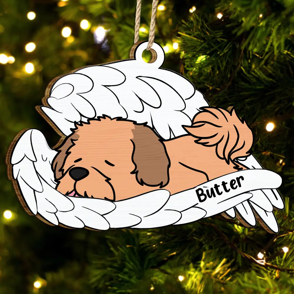 Memorial, Pet Lovers, Dog Lovers, Cat Lovers - Memorial Angel Pet Don't Cry For Me - Personalized Wooden Cutout Ornament