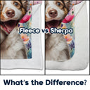 Pet Lovers, Dog Lovers, Cat Lovers - Custom Photo Dog Cat Pet Watercolor Wildflowers - Personalized Fleece Blanket, Sherpa Blanket