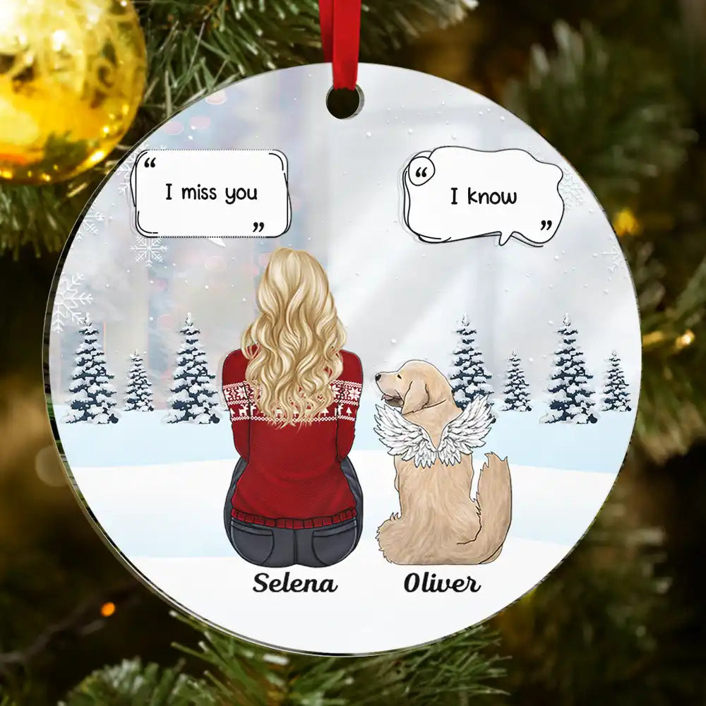 Memorial, Pet Lovers, Dog Lovers, Cat Lovers - I Miss You Memorial Dog Cat - Personalized Custom Shaped Mirror Ornament