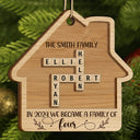 Family - The Year We Became A Family Crossword Scrabble - Personalized 2-Layered Wooden Ornament