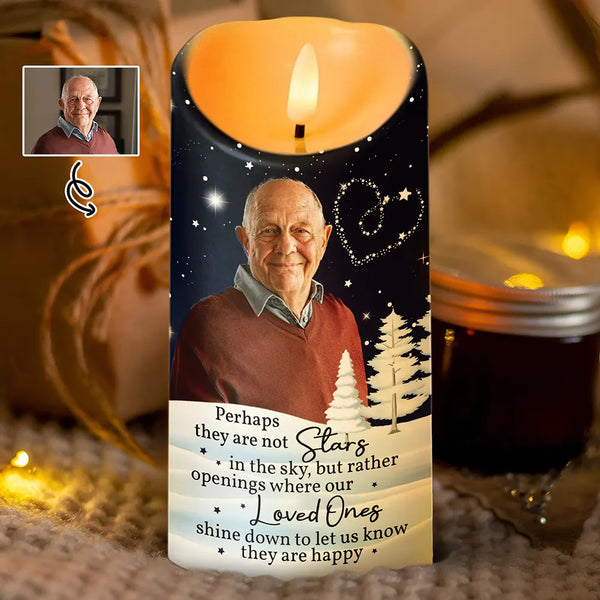 Memorial - Custom Photo The Brightest Star In The Sky Memorial Family - Personalized Flameless LED Candle