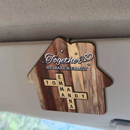 Together We Make A Family Crossword Scrabble - Personalized Custom Shaped Car Visor Clip