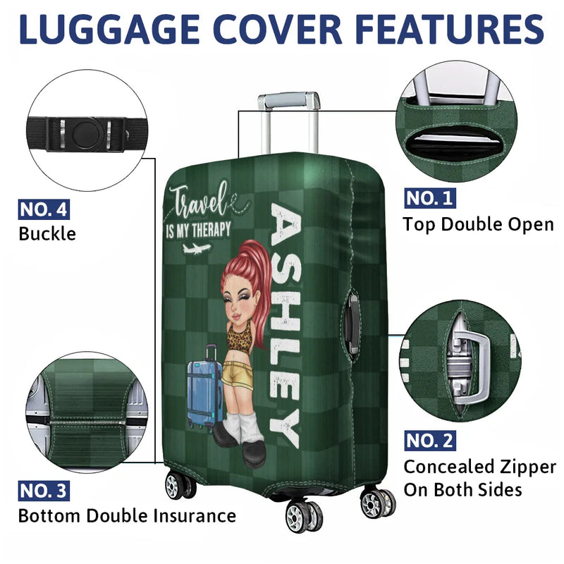 Travel,Gift For Women,Gift For Men,Gift For Yourself,Happy - Collect Moments Not Things Travel Lover Y2K - Personalized Luggage Cover