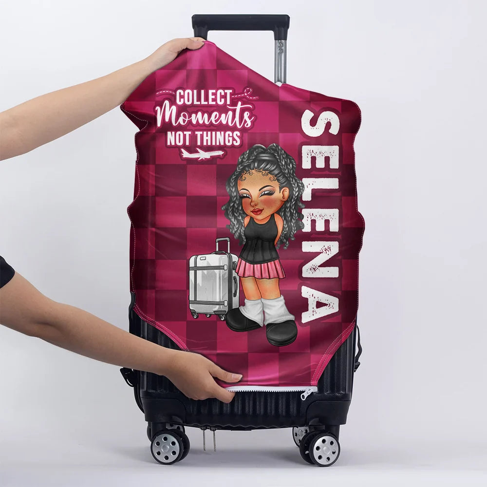 Travel,Gift For Women,Gift For Men,Gift For Yourself,Happy - Collect Moments Not Things Travel Lover Y2K - Personalized Luggage Cover