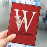 Travel,Gift For Yourself,Gift For Women,Happy - Floral Monogram - Personalized Passport Cover, Passport Holder