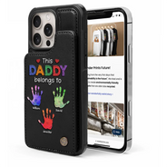 Gift For Grandpa,Gift For Father,Happy - This Grandpa Belongs To - Personalized Leather Flip Wallet Phone Case