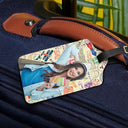 Travel,Custom Photo,Gift For Yourself,Gift For Women,Gift For Men,Happy - Custom Photo Travel Stamp Pattern - Personalized Luggage Tag