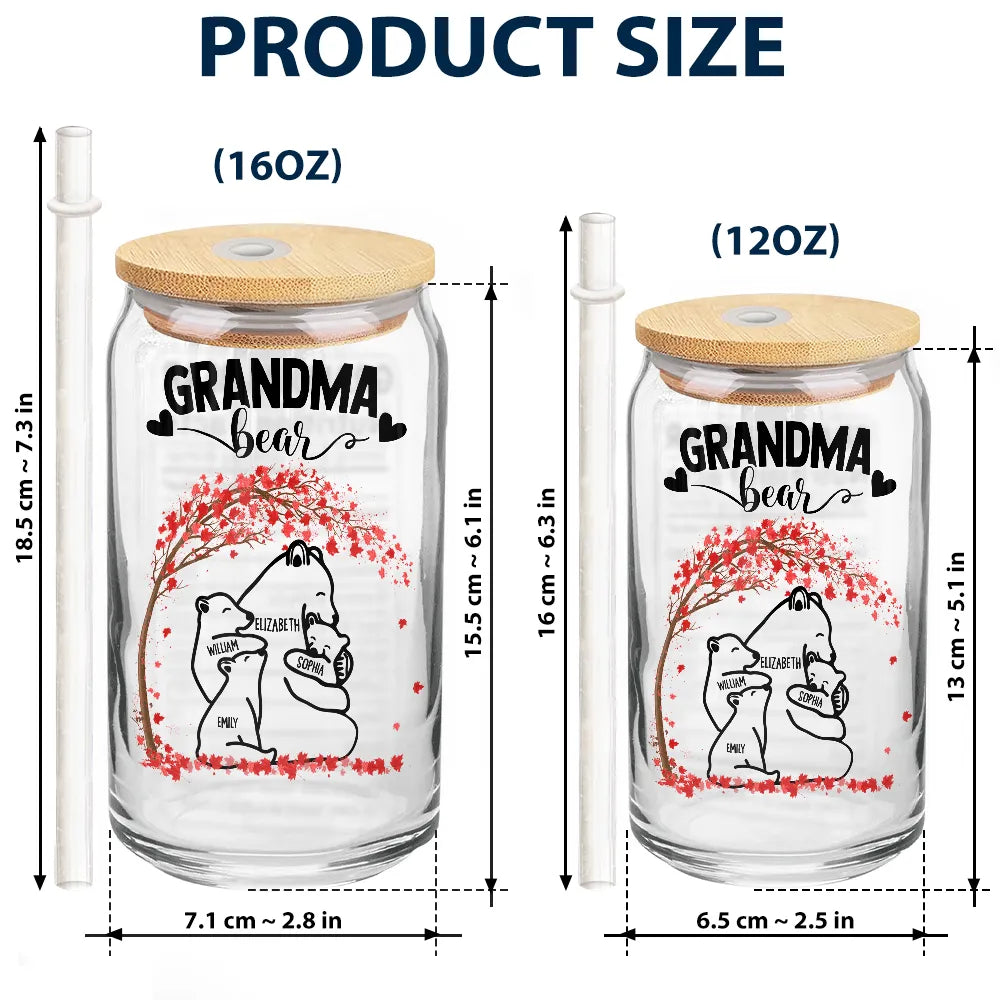 Gift For Mother, Gift For Grandma, Gift For Women, Love - Mama Bear Nutrition Facts - Personalized Clear Glass Can