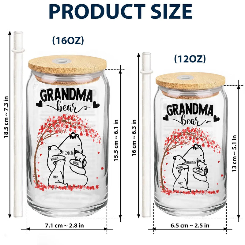 Gift For Mother, Gift For Grandma, Gift For Women, Love - Mama Bear Nutrition Facts - Personalized Clear Glass Can