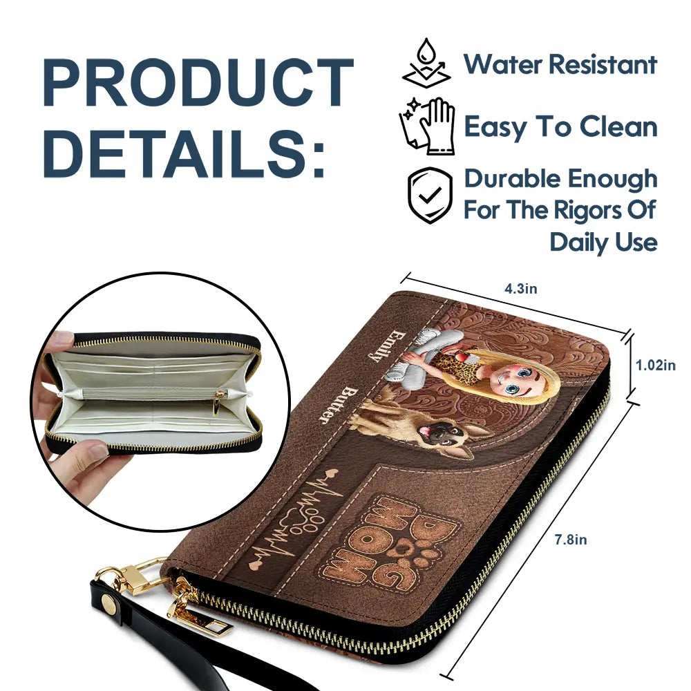 Dog Mom 3D Effect - Personalized Leather Long Wallet