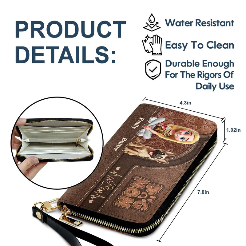 Dog Mom 3D Effect - Personalized Leather Long Wallet