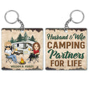 Husband And Wife Camping Partners For Life - Anniversary, Birthday Gift For Spouse, Husband, Wife, Boyfriend, Girlfriend, Campers - Personalized Custom Acrylic Keychain