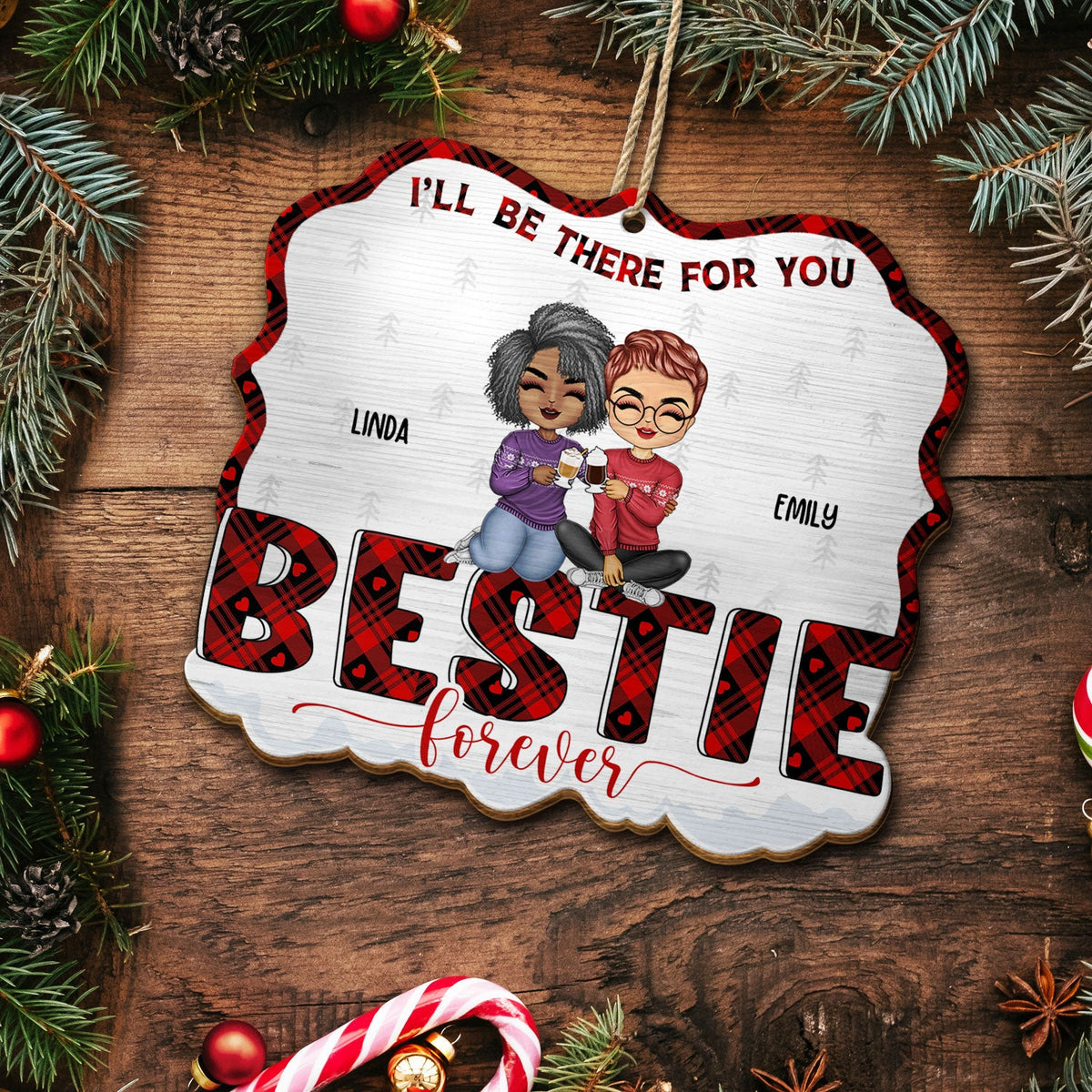 Congrats On Being My Bestie Chibi - Christmas Gift For Women - Personalized Custom Shaped Wooden Ornament