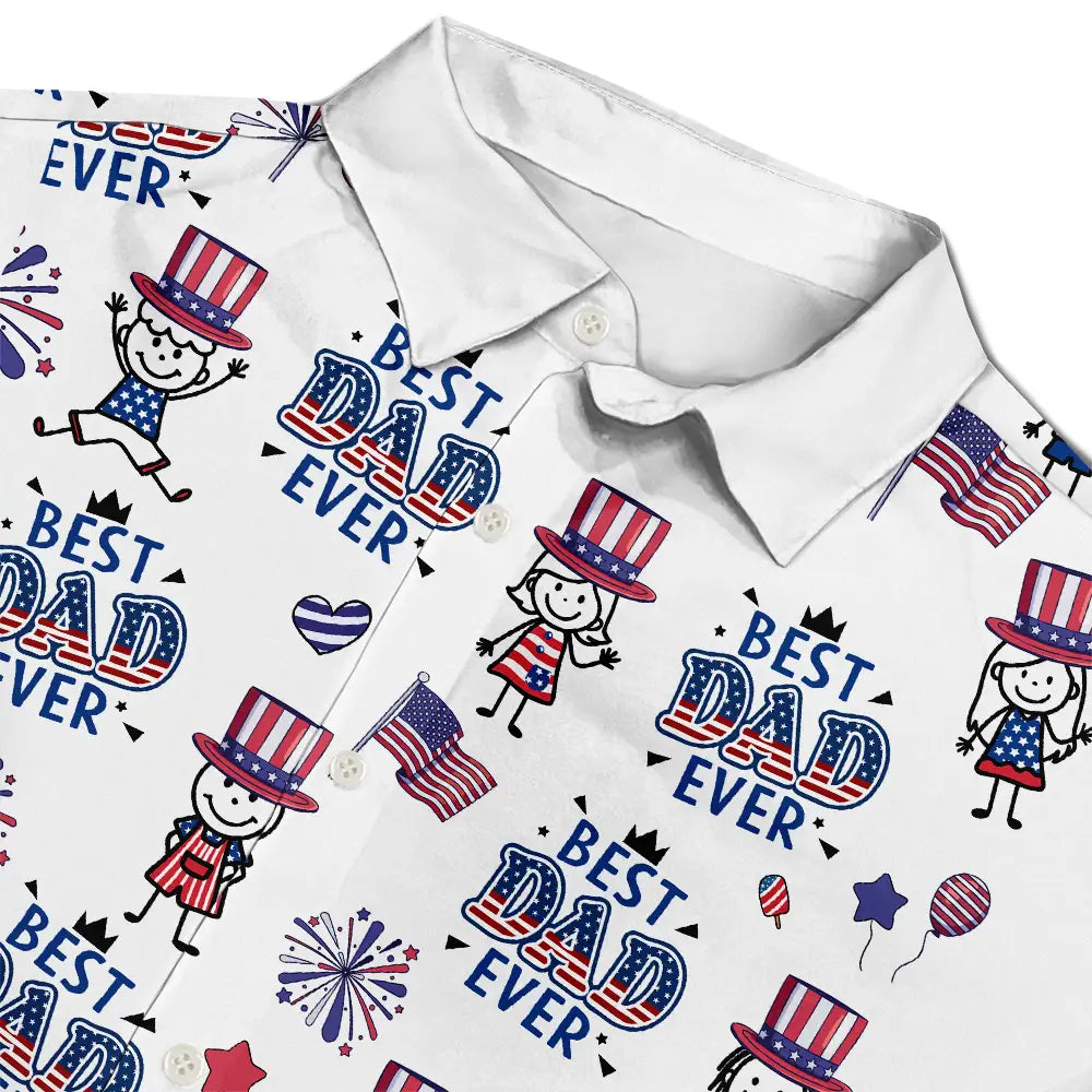 Gift For Father,Gift For Grandpa,Independence Day,Happy,Top Market,Icon,Playful - America Dad Papa Festive Pattern - Personalized Hawaiian Shirt