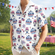 Gift For Father,Gift For Grandpa,Independence Day,Happy,Top Market,Icon,Playful - America Dad Papa Festive Pattern - Personalized Hawaiian Shirt
