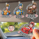 Gift For Father,Custom Photo,Adorable,Cut-Face Photo,Icon - Custom Photo Drive Safe Daddy Papa Best Pit Crew Kid Car Racing - Personalized Custom Shaped Acrylic Car Visor Clip