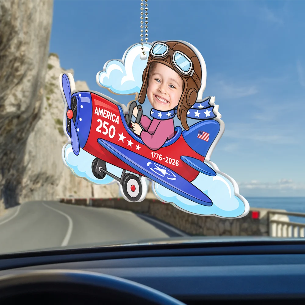 America 250th,Custom Photo,Independence Day,Parents,Adorable,Cut-Face Photo - Custom Photo America 250 Lookin' Fly Baby - Personalized Acrylic Car Hanger