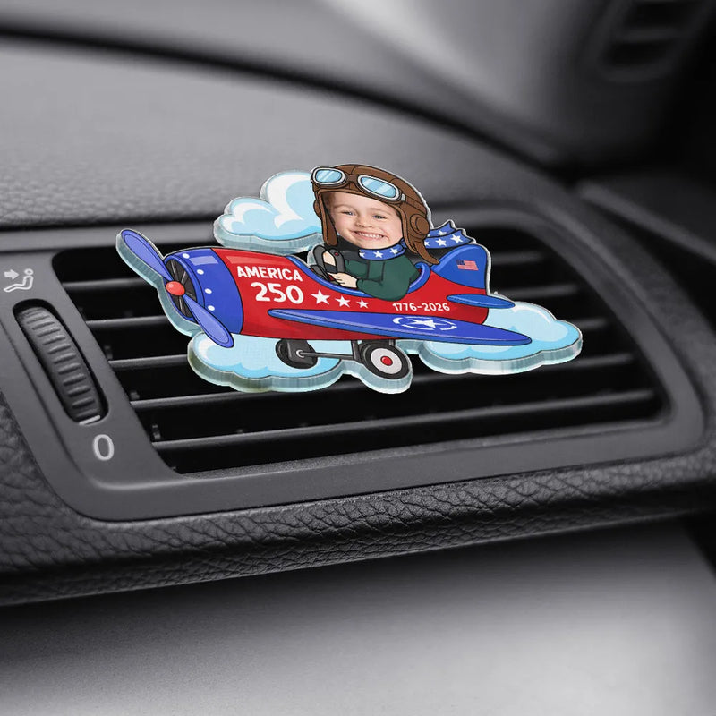 America 250th,Custom Photo,Independence Day,Parents,Adorable,Cut-Face Photo - Custom Photo America 250 Lookin' Fly Baby - Personalized Acrylic Car Vent Clip