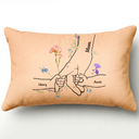 Gift For Grandma, Sentimental, Icon - Hand In Hand Birth Flower Mom Kid Nana Grandkid - Personalized Pillow