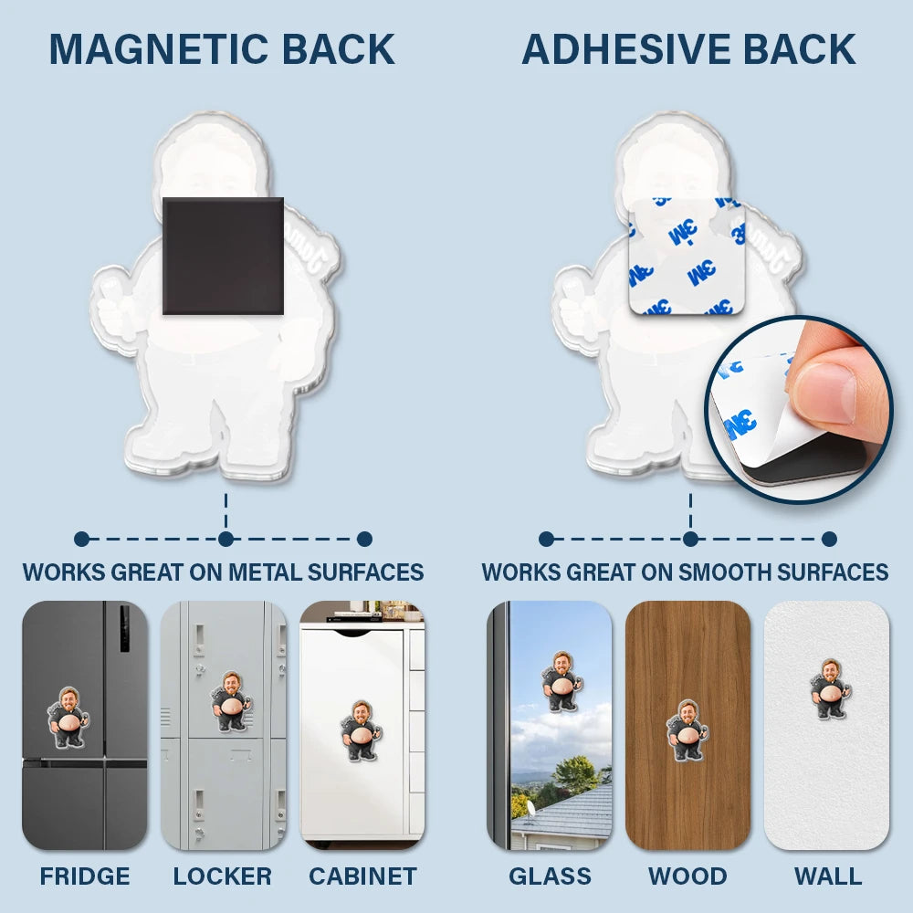 Humorous, Officer, Custom Photo, Cut-Face Photo - Custom Photo Funny Belly Police Officer On Duty - Personalized Squishy Acrylic Fridge Magnet