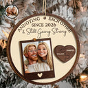 Art Design,Christmas,Humorous,Old Couples,Gift For Couples,Photo - Caricature - With BG - Custom Photo Caricature Annoying Each Other And Still Going Strong - Personalized 2-Layered Wooden Ornament