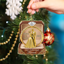 Christmas,Romantic,Gift For Couples,Icon - First Christmas As Mr & Mrs Wooden Effect Ring Box - Personalized Custom Shaped Acrylic Ornament