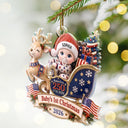 Adorable,Independence Day,New Mom,America 250th,Christmas,Gift For Mother,Vector - Baby's 1st Christmas In Sleigh America 250th Anniversary - Personalized Custom Shaped Acrylic Ornament