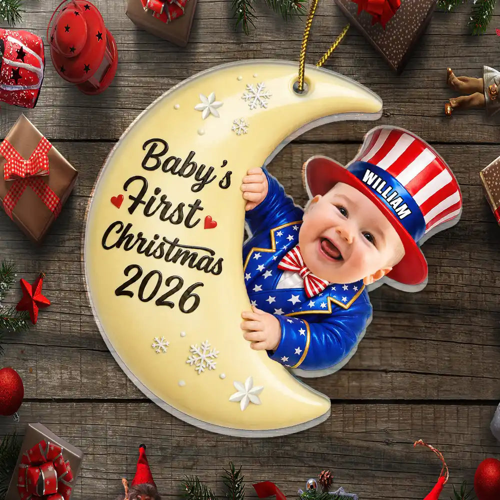 Adorable,Independence Day,Gift For Baby,America 250th,Christmas,Custom Photo,Cut-Face Photo - Custom Photo Baby Kid Costume America 250th Anniversary - Personalized Custom Shaped Acrylic Ornament