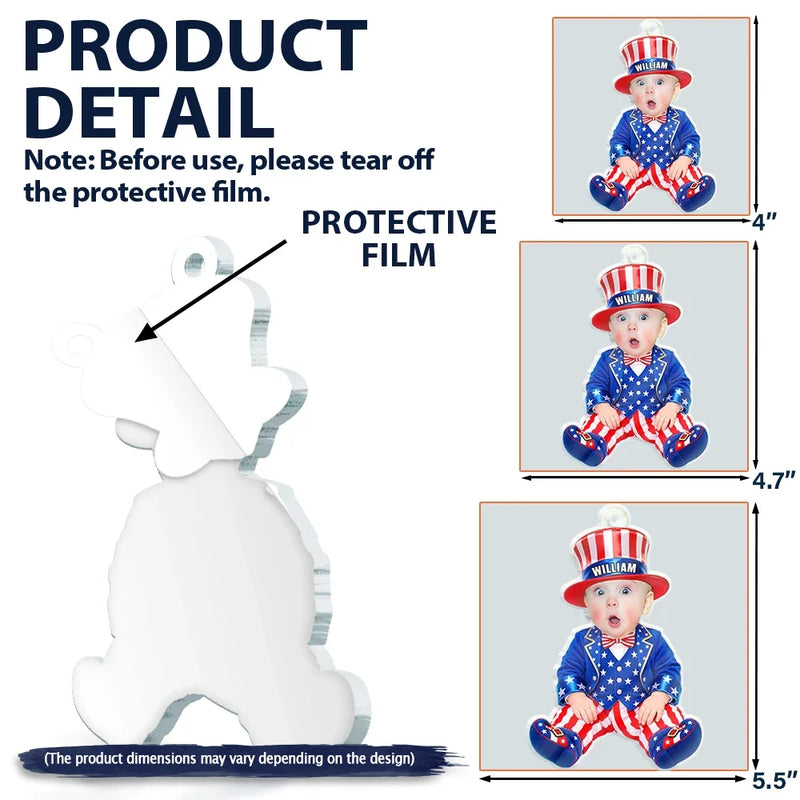 Adorable,Independence Day,Gift For Baby,America 250th,Christmas,Custom Photo,Cut-Face Photo - Custom Photo Baby Kid Costume America 250th Anniversary - Personalized Custom Shaped Acrylic Ornament