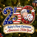 Adorable,Independence Day,New Mom,America 250th,Christmas,Gift For Mother,Vector - Baby Sleeping First Christmas America 250th Anniversary - Personalized Custom Shaped Acrylic Ornament