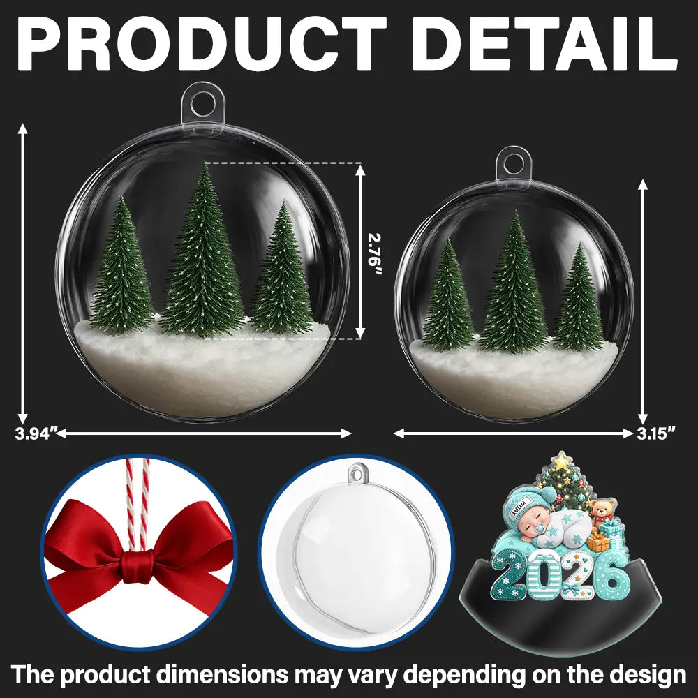 Adorable,New Mom,Christmas,Gift For Mother,Vector - First Christmas Baby Sleeping Gift For New Mom, Baby - Personalized 3D Acrylic Ball Ornament