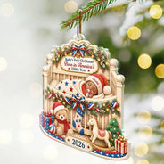 Top Market,Adorable,Independence Day,New Mom,America 250th,Christmas,Gift For Mother,Vector - First Christmas Baby Sleeping America 250th Anniversary - Personalized Custom Shaped Acrylic Ornament