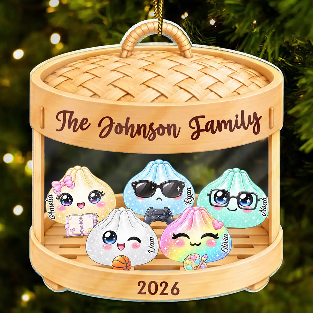 Sentimental,Christmas,Grandparents,Family,Icon - Grandma & Grandpa's Little Dumplings - Personalized Custom Shaped Acrylic Ornament