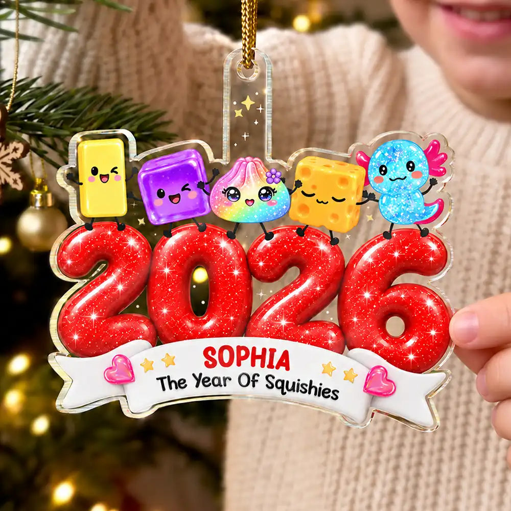 Playful, Christmas, Gift For Kids, Icon - The Year I Did A Lot Of Squishy Hunting Gift For Squishy Hunter Keepsake - Personalized Custom Shaped Acrylic Ornament