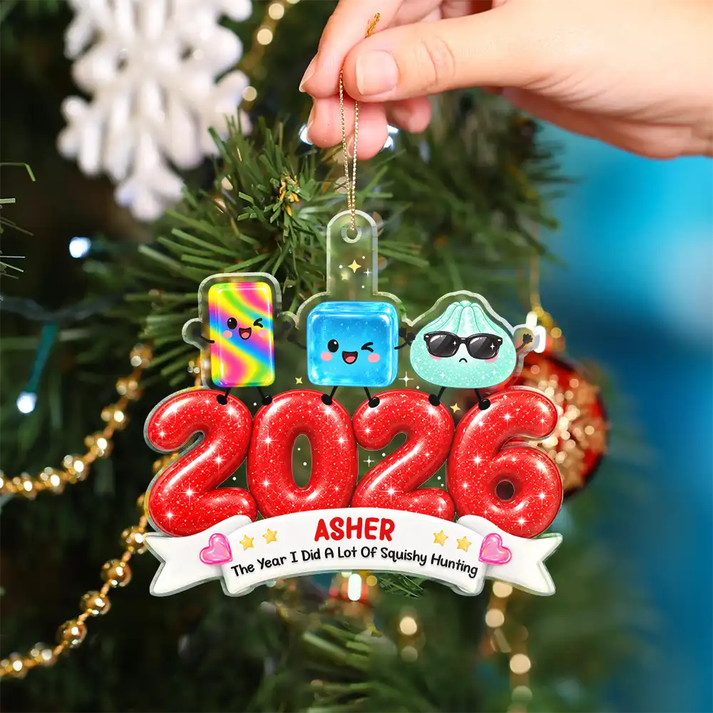 Playful, Christmas, Gift For Kids, Icon - The Year I Did A Lot Of Squishy Hunting Gift For Squishy Hunter Keepsake - Personalized Custom Shaped Acrylic Ornament