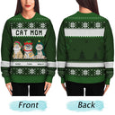 Cat Mom Cat Dad Funny Cartoon Cats - Christmas Gift For Cat Lovers - Personalized Unisex Ugly Sweater