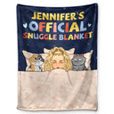Official Snuggle Blanket Funny Cartoon Cats - Gift For Cat Lovers, Cat Moms - Personalized Fleece Blanket
