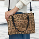 Mom Grandma Title Leopard Pattern - Birthday, Loving Gift For Grandmother, Mother, Mom - Personalized Leather Bag